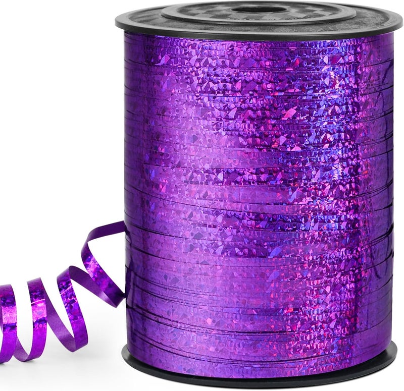 VISPAD Dark Purple Curling Ribbon - 500 Yard Shiny Metallic Curly Gift Wrapping Ribbon for Florist Flowers - Image 1